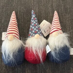 Patriotic Gnome Trio with Red, White, and Blue Hats